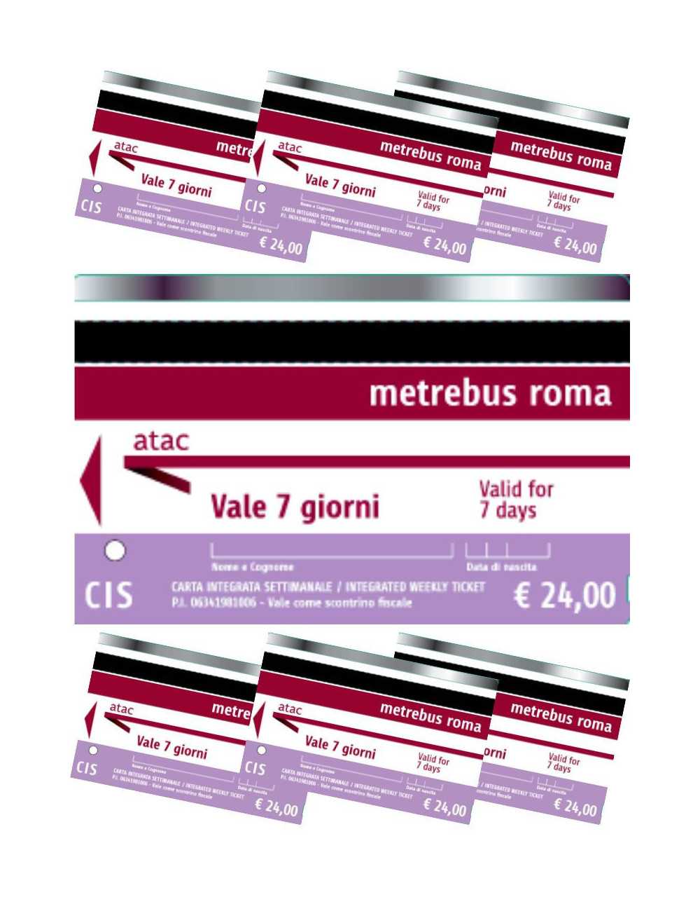 C.I.S Carta Integrata Settimanale | Trasporto 7gg | Metro Bus e Cotral